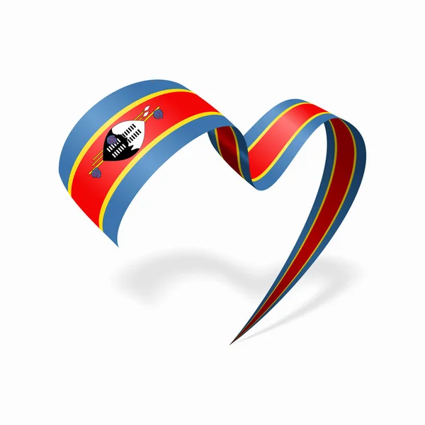 Eswatini flag heart shaped ribbon. Vector illustration. — ストックベクタ