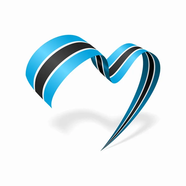 Botswanan flag heart shaped ribbon. Vector illustration. — Image vectorielle