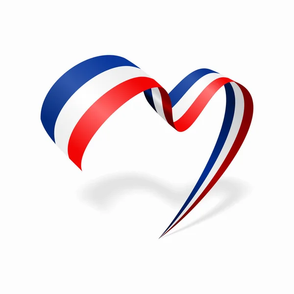 French flag heart shaped ribbon. Vector illustration. — Stockvektor