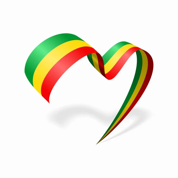 Cinta con forma de corazón de bandera de Malí. Ilustración vectorial. — Archivo Imágenes Vectoriales