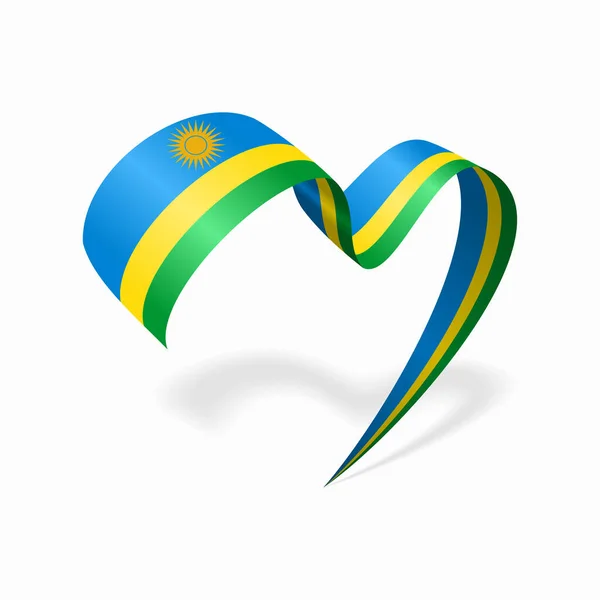 Rwandan flag heart shaped ribbon. Vector illustration. Ліцензійні Стокові Вектори