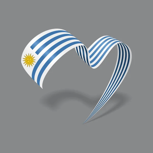 Uruguayan flag heart shaped ribbon. Vector illustration. Royalty Free Εικονογραφήσεις Αρχείου