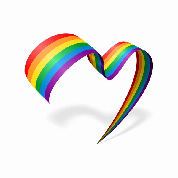 LGBT pride flag heart shaped ribbon. Vector illustration. — Stock Vector