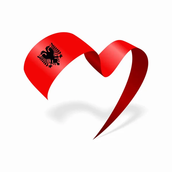 Albanian flag heart shaped ribbon. Vector illustration. Vektor Grafikák