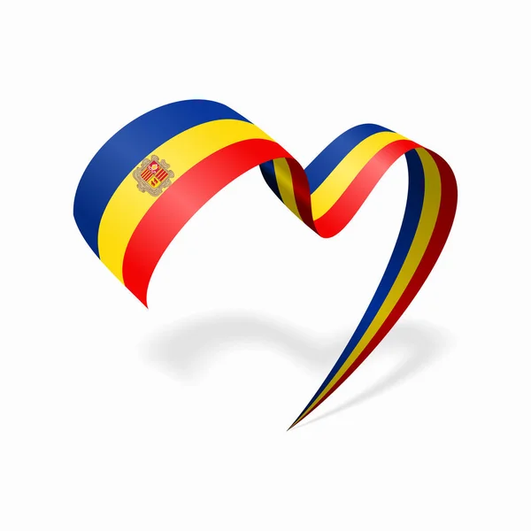 Andorran flag heart shaped ribbon. Vector illustration. Stock Illusztrációk