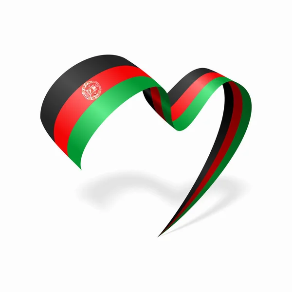 Afghani flag heart shaped ribbon. Vector illustration. — Archivo Imágenes Vectoriales