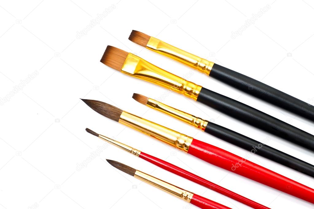 Close view of some different paintbrushes