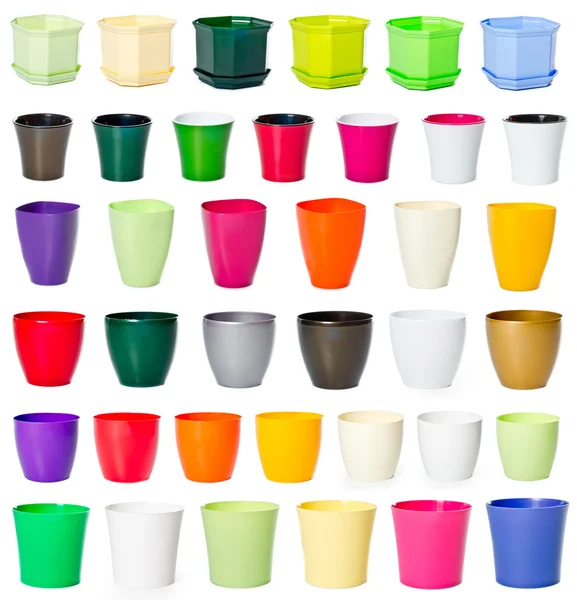 Set of plastic flowerpots — Stock Photo, Image