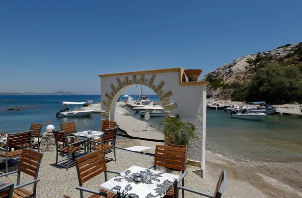 Restaurante al aire libre, Kolymbia, Rodas, Grecia — Foto de Stock