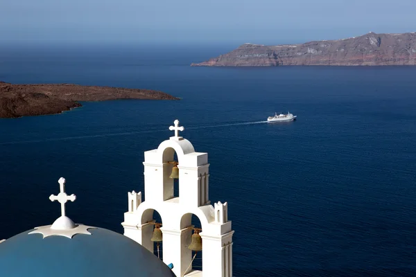 Igreja Firostefani, Santorini, Grécia . Fotos De Bancos De Imagens
