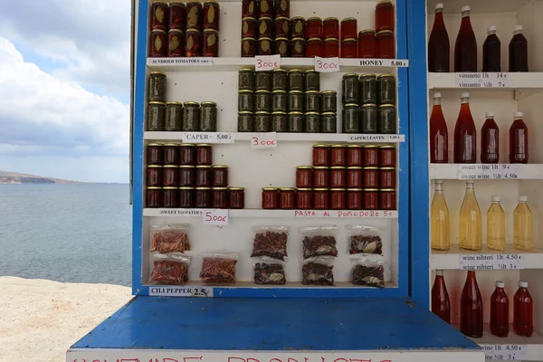 Penjual berdiri, Santorini, Yunani — Stok Foto