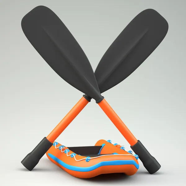 iki kürek ile şişme bot