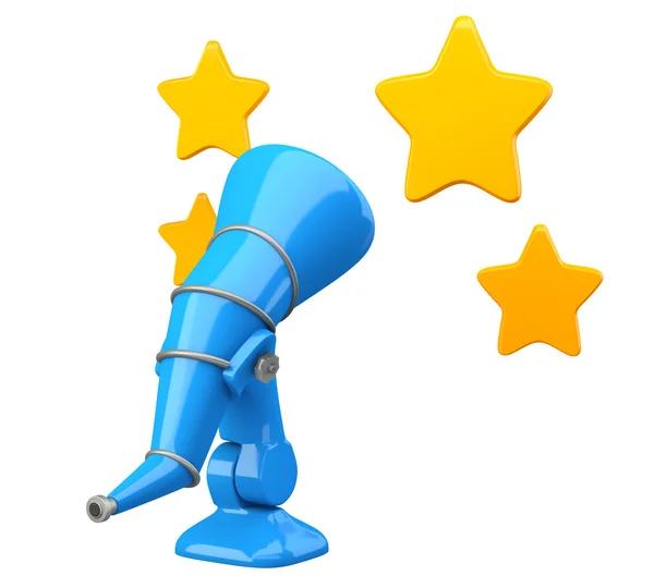 karikatür tarzı teleskopla yıldızları