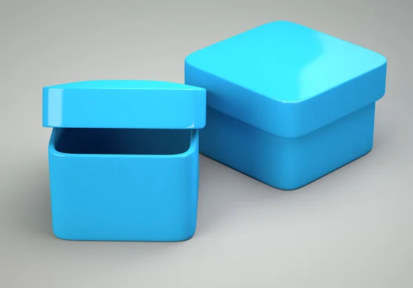 Twee blauwe lege kisten — Stockfoto