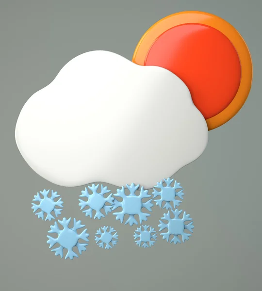 Облако со снежинками и солнцем — стоковое фото