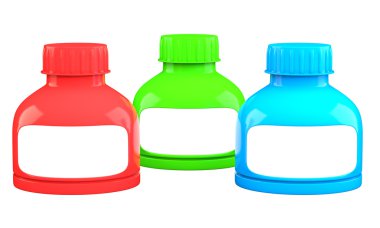 boş etikel ile üç plastik kaplar