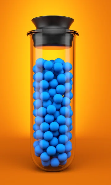 Test tube with spheres — Stock Photo, Image