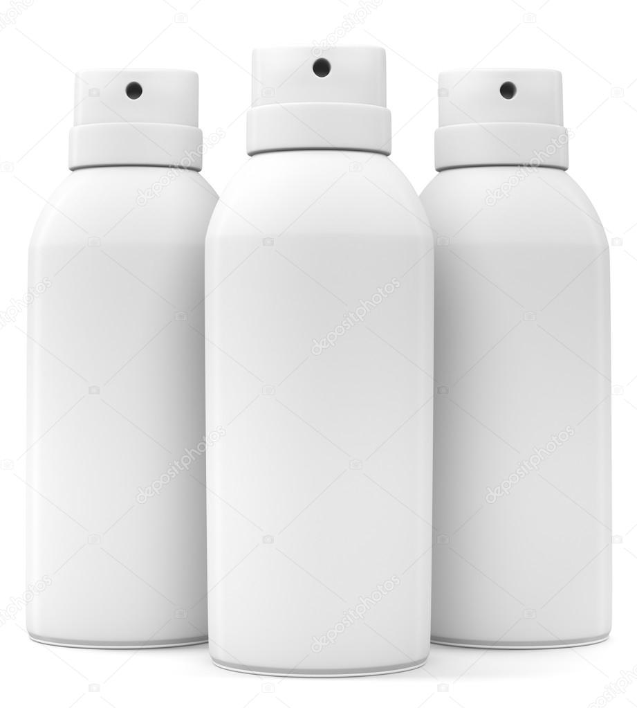 Three blank spray cans