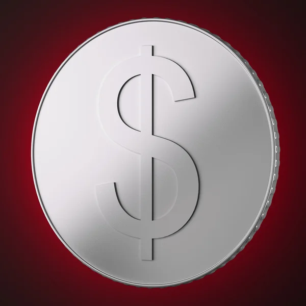 Silver coin with dollar sign — Stock Photo, Image