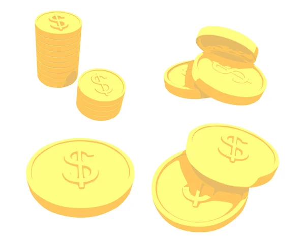 Golden coins with dollar sign — Stock Vector