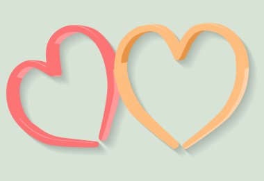 Kırmızı ve turuncu soyut Kalpler