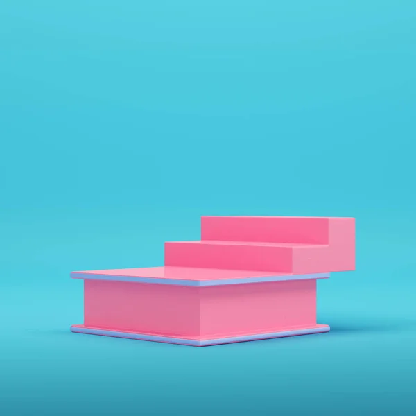 Roze Lege Product Display Staan Heldere Blauwe Achtergrond Pastelkleuren Minimalisme — Stockfoto