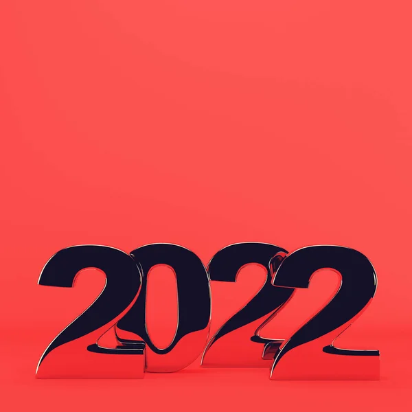 Metal 2022 Digits Red Background Minimalism Concept Render — Stock Photo, Image