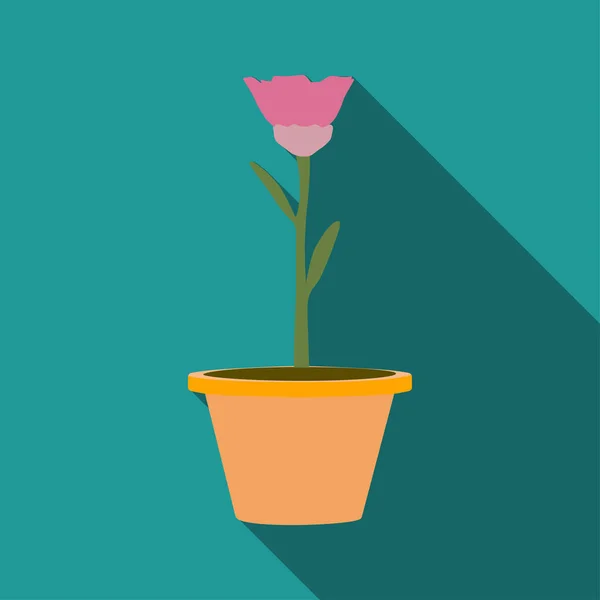 Blume Topf Vektorillustration Mit Langem Schatten — Stockvektor