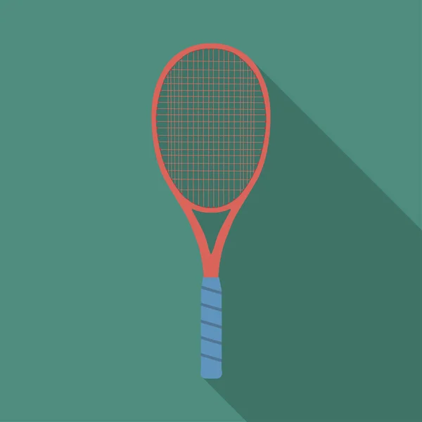 Tennisracket Ikonen Vektorillustration Med Lång Skugga — Stock vektor