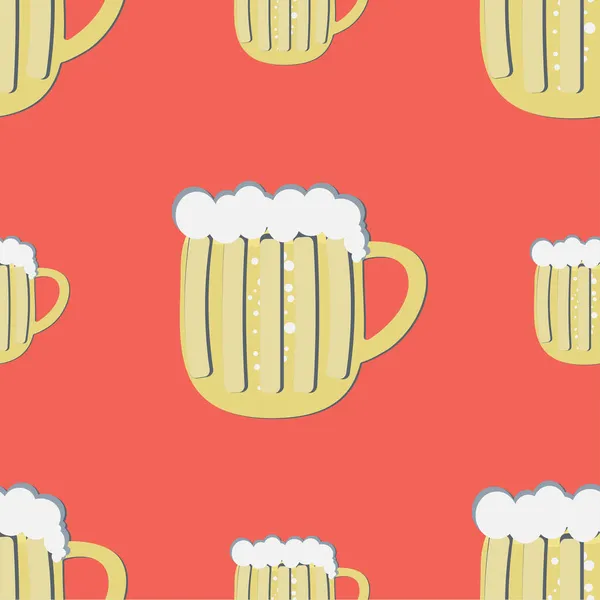ビールのマグカップでシームレスなパターン ベクトルイラスト Eps — ストックベクタ