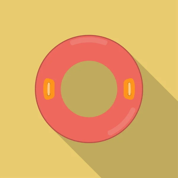 Red Inflatable Ring Icon Vector Illustration Long Shadow — Stock Vector