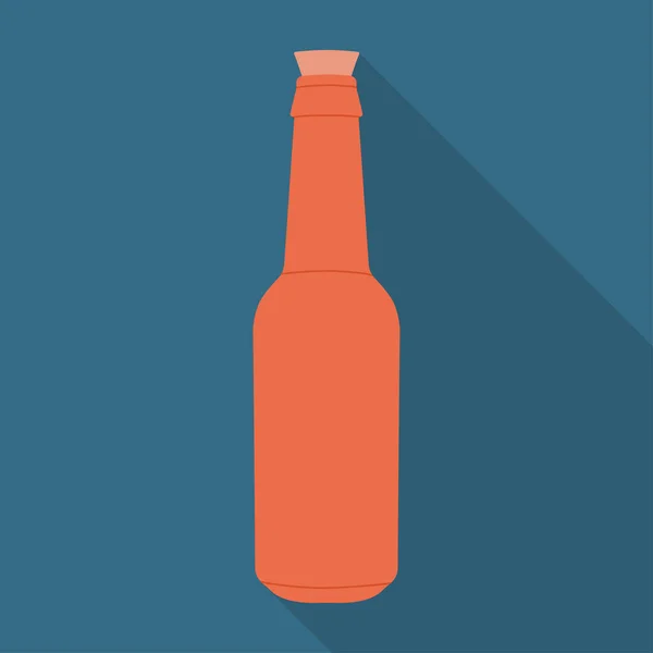 コルクアイコン付きの赤いボトル 長い影のベクトルイラスト — ストックベクタ