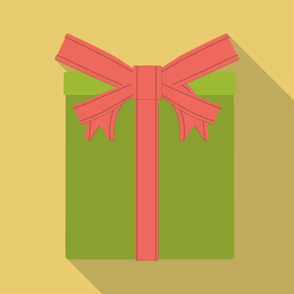 Boîte Cadeau Avec Ruban Papillon Icône Illustration Vectorielle Avec Ombre — Image vectorielle