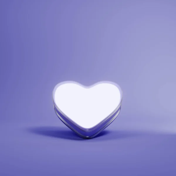 Glowing Heart Shape Violet Background Background Minimalism Concept Render — Zdjęcie stockowe