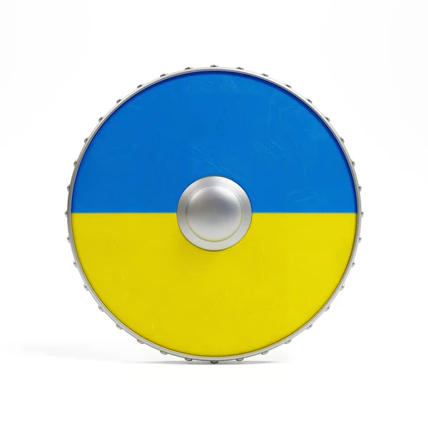 Shield Ukrainian Flag Colors Isolated White Background Render — Stock Photo, Image