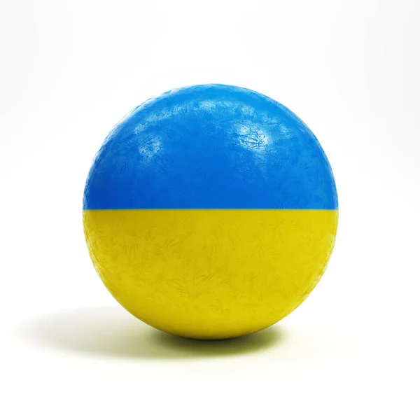 Grungy Sphere Shape Ukraine Flag Colors Isolated White Background Render — Stock Photo, Image