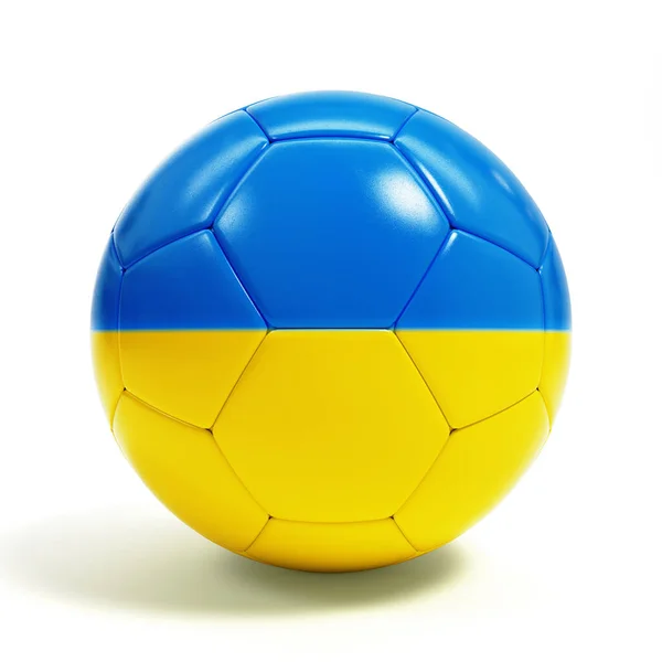 Voetbal Oekraïne Vlag Kleuren Geïsoleerd Witte Achtergrond Renderen — Stockfoto