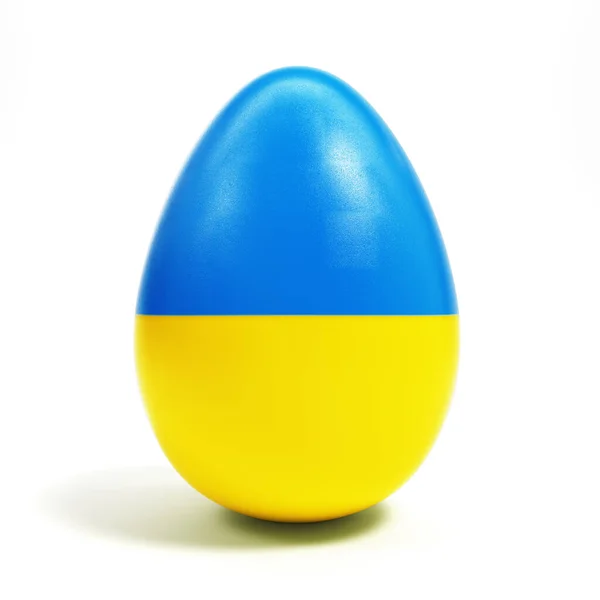 Húsvéti Tojás Ukrajnában Zászló Színek Elszigetelt Fehér Háttér Renderelés — Stock Fotó