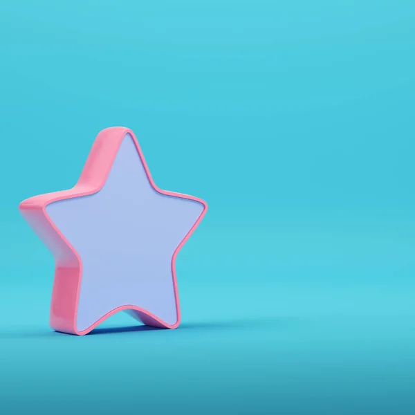 Pink Star Bright Blue Background Pastel Colors Minimalism Concept Render — Stock Photo, Image