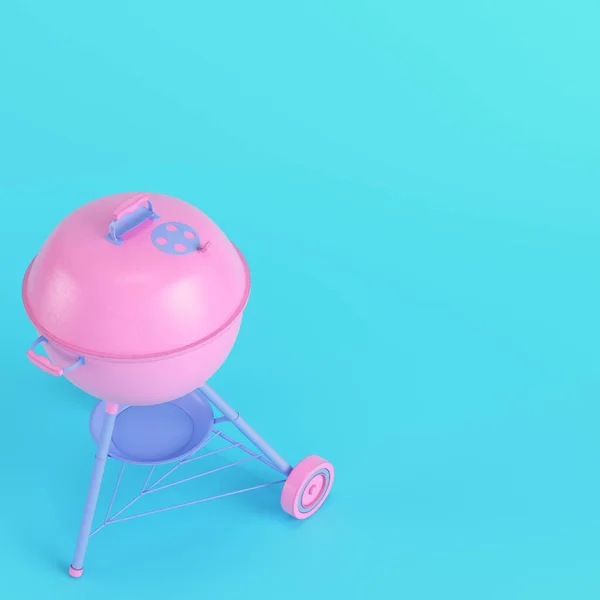 Charcoal Kettle Barbecue Grill Bright Blue Background Pastel Colors Minimalism — Stock Photo, Image