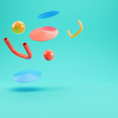 Parlak arkaplanda fotokopi alanı ile soyut geometrik şekiller. 3d illüstrasyon