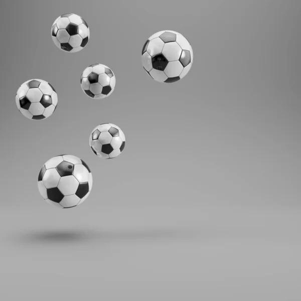 Soccer Football Balls Gray Background Copy Space Illustration — Stock Photo, Image