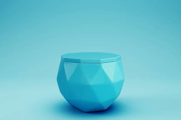 Fundo Mínimo Abstrato Pedestal Geometriacal Azul Para Exibição Produto Ilustração — Fotografia de Stock