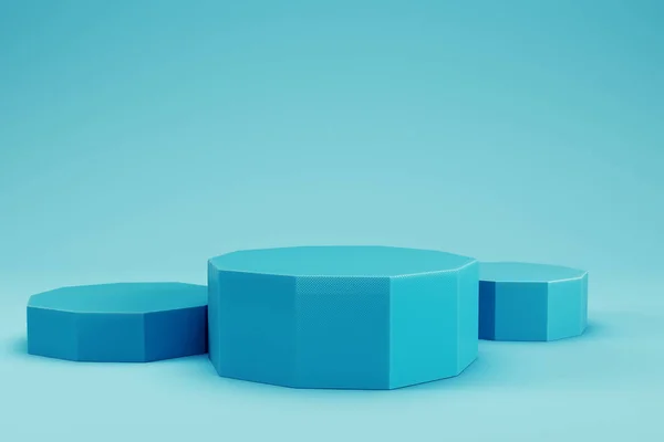 Abstrakter Minimaler Hintergrund Blauer Zylindrischer Sockel Zur Produktpräsentation Illustration — Stockfoto