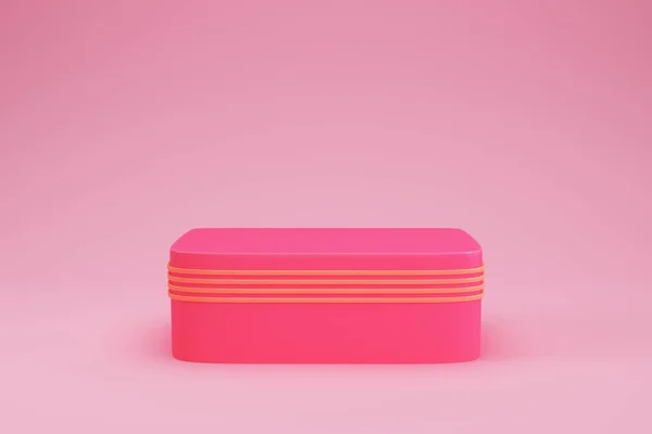 产品展示用粉红矩形底座 3D渲染 — 图库照片