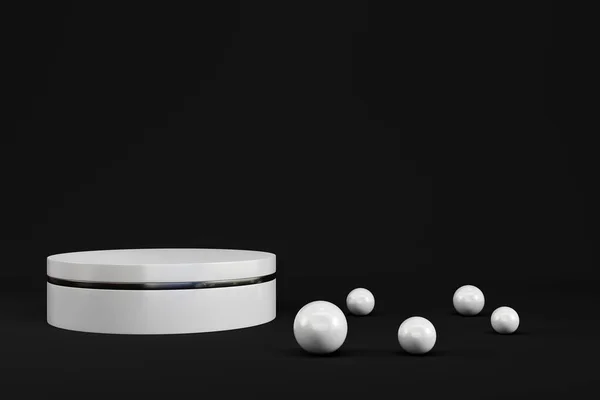 Fondo Mínimo Abstracto Pedestal Blanco Con Formas Esferas Para Visualización —  Fotos de Stock