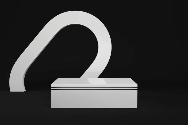 Hvid Rektangel Piedestal Med Abstrakt Geometrisk Form Til Produktvisning Gør - Stock-foto