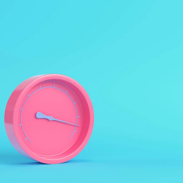 Pink Gauge Bright Blue Background Pastel Colors Minimalism Concept Render — Stock Photo, Image