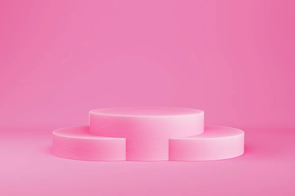 Różowy Cylindryczny Postument Jasnym Tle Wyświetlania Produktu Renderowanie — Zdjęcie stockowe