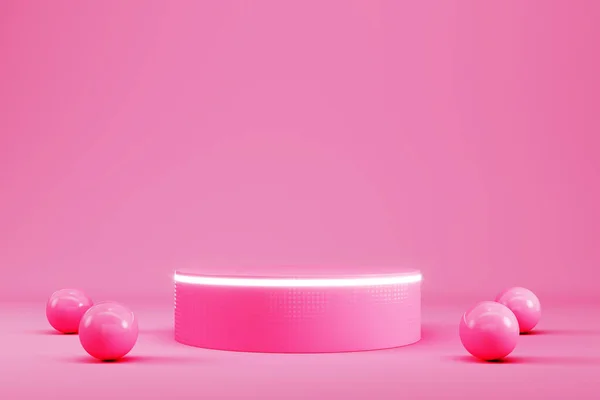 Abstract Minimal Background Pink Pedestal Sheres Product Display Illustration — Fotografia de Stock
